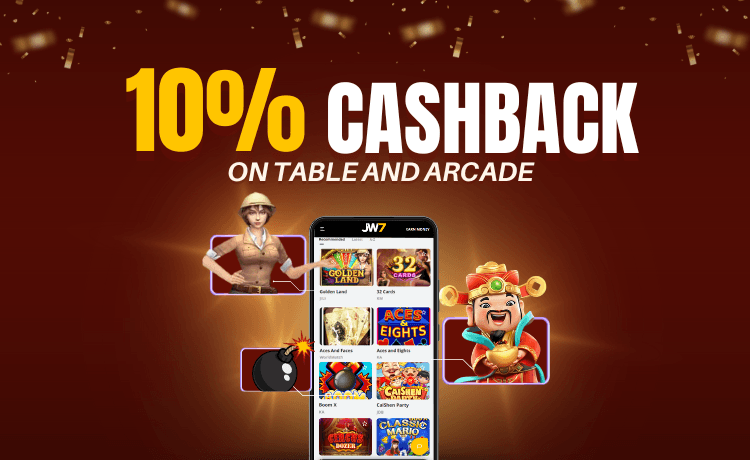 10% Cashback on Arcade and Table Games